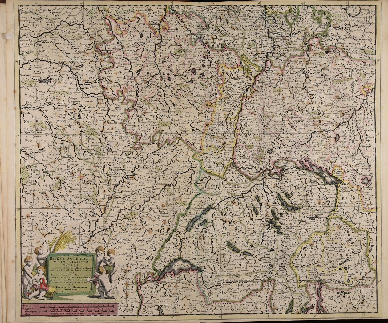 Accuratissima Rheni superioris Mosae et Mosellae tabula von Theodorus Danckerts