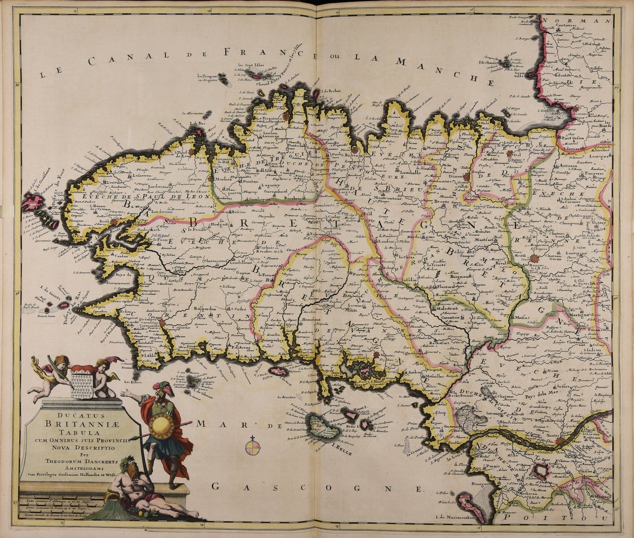 Ducatus Britanniae, neue Beschreibung mit allen Provinzen von Theodorus Danckerts