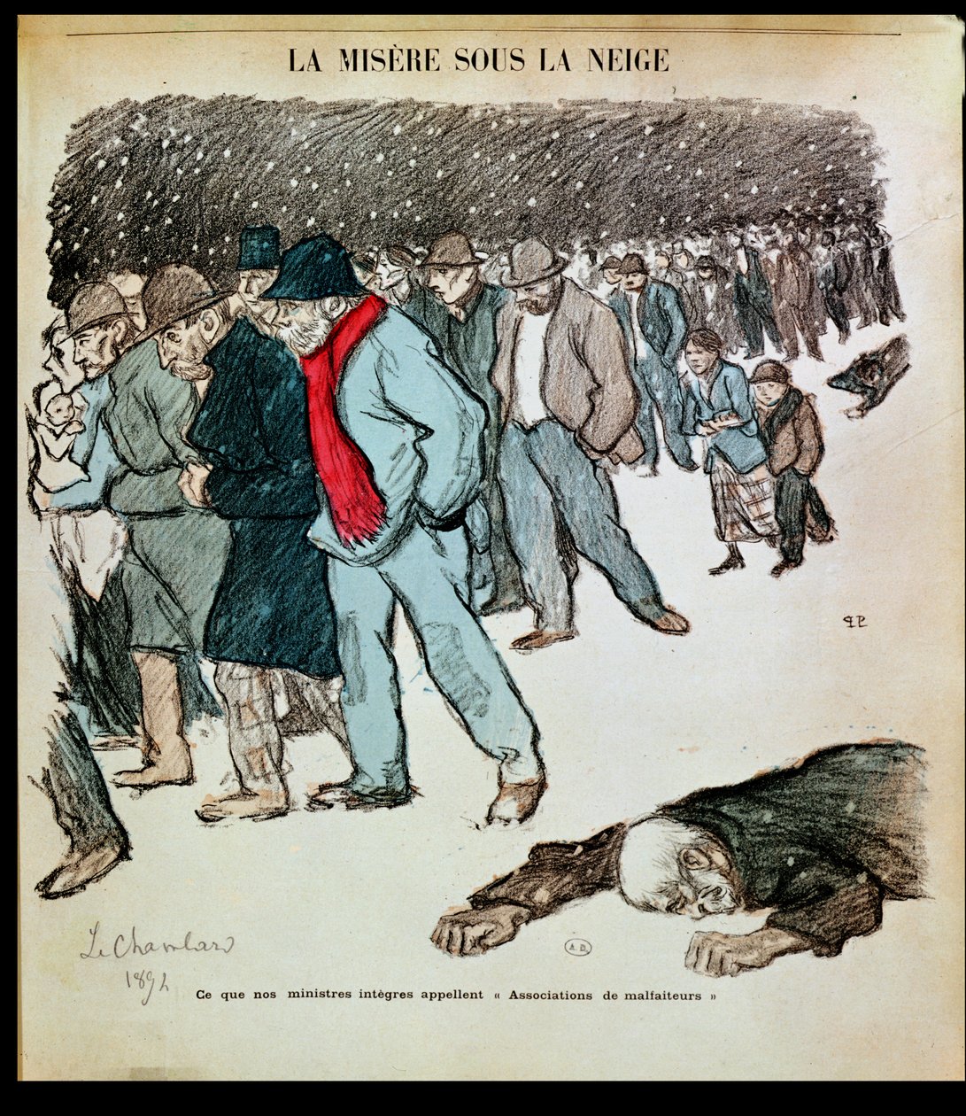Das Elend der Arbeiter und Arbeitslosen im Schnee, Illustration aus 