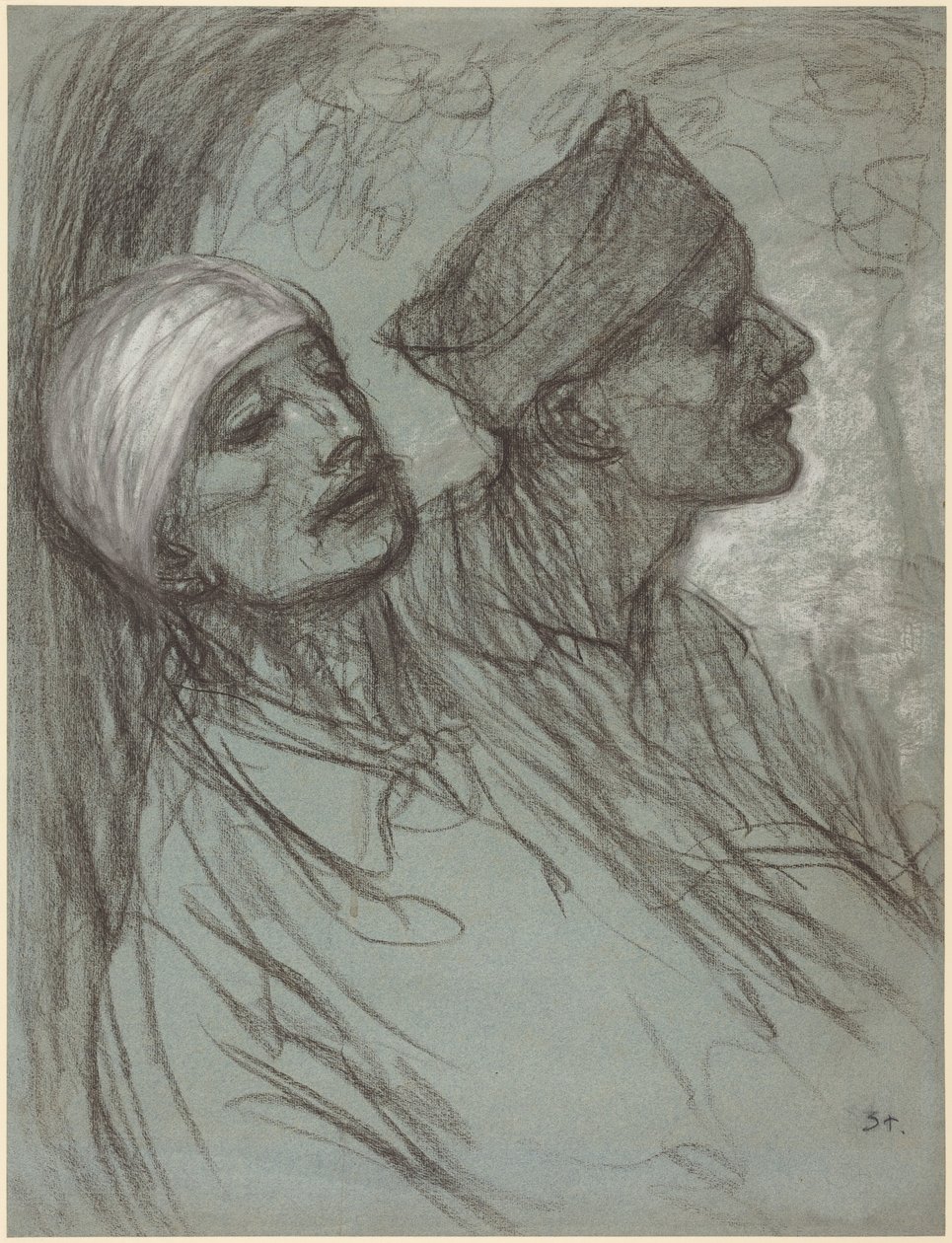 Ein verwundeter Soldat und sein Kamerad von Théophile Alexandre Steinlen