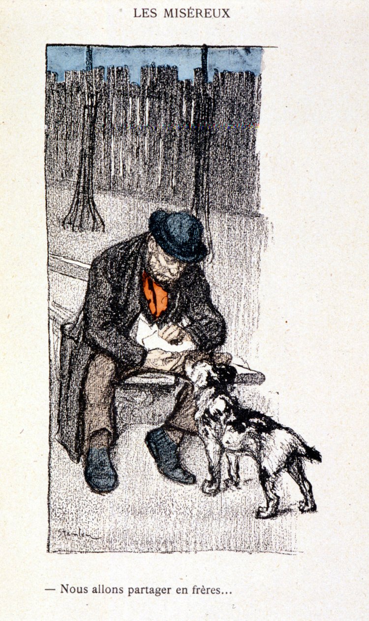 Die Elenden: Wir werden wie Brüder teilen (Meister und sein Hund) - in „Im Leben“ von Steinlen von Théophile Alexandre Steinlen