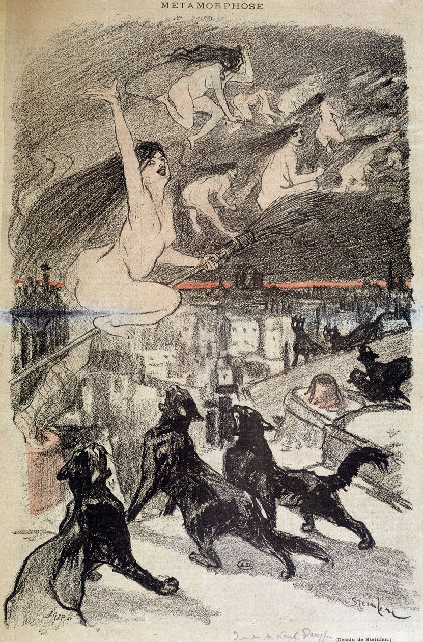 Metamorphose von Katzen in Hexen - von Steinlen von Théophile Alexandre Steinlen