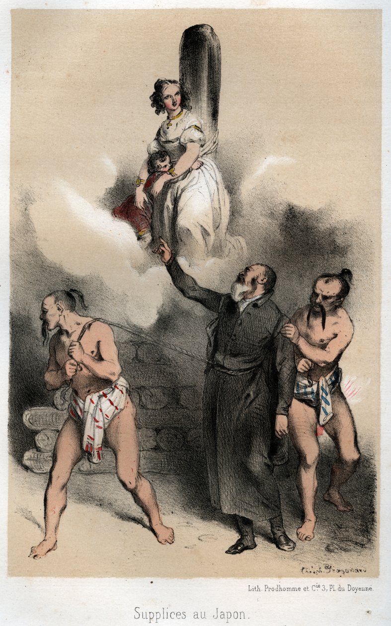 Sebastien Kimura auf dem Weg zu seinem Scheiterhaufen, 1845 von Theophile Evariste Fragonard