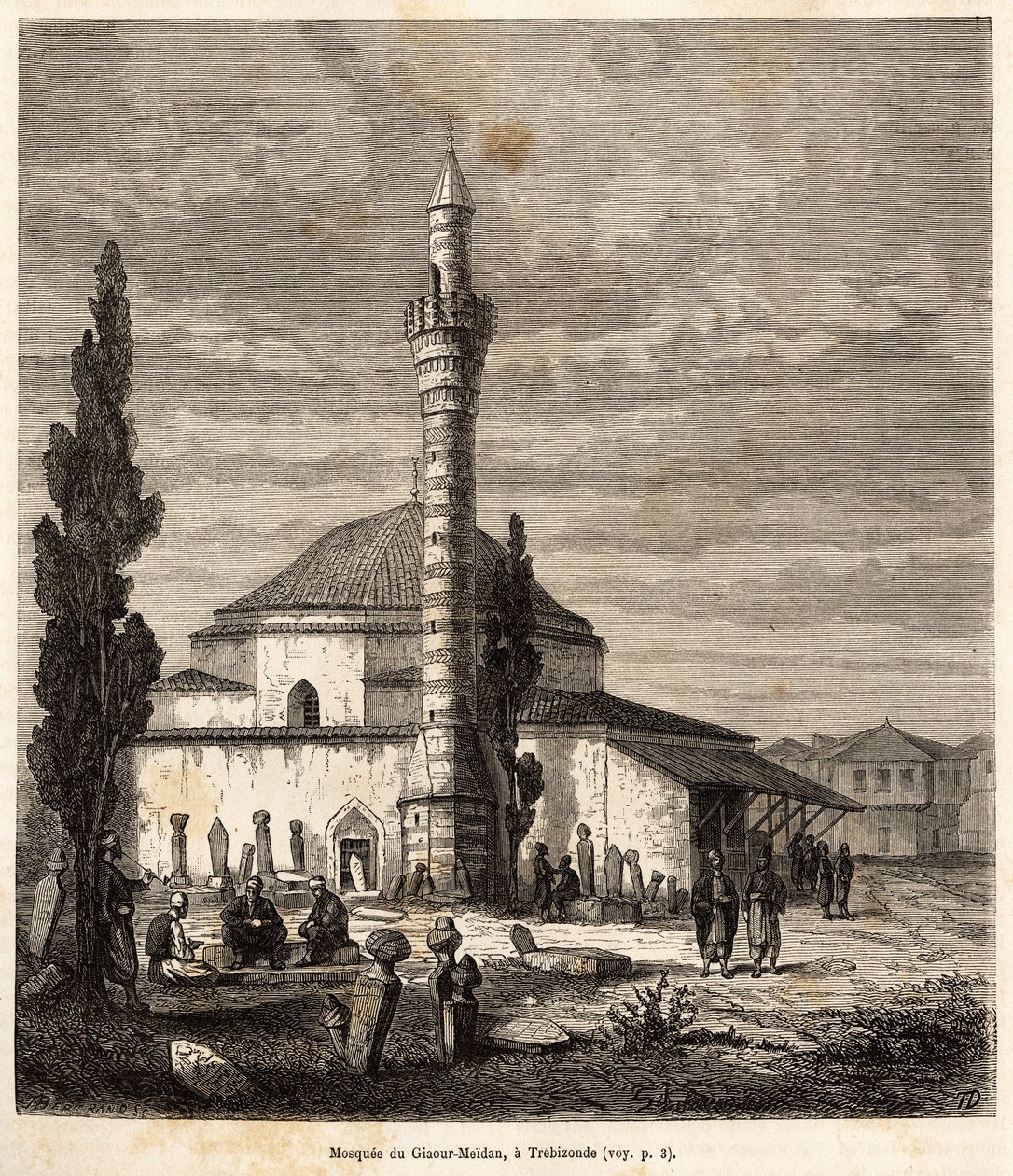 Die Moschee von Giaour-Meidan (Giaour Meidan) in Trapezunt (heutiges Trabzon, an der Küste des Schwarzen Meeres, Türkei), die einst eine byzantinische Kirche war, graviert nach einer Zeichnung des Erzählers, zur Illustration einer Reise nach Lazistan und A von Theophile Louis Deyrolle
