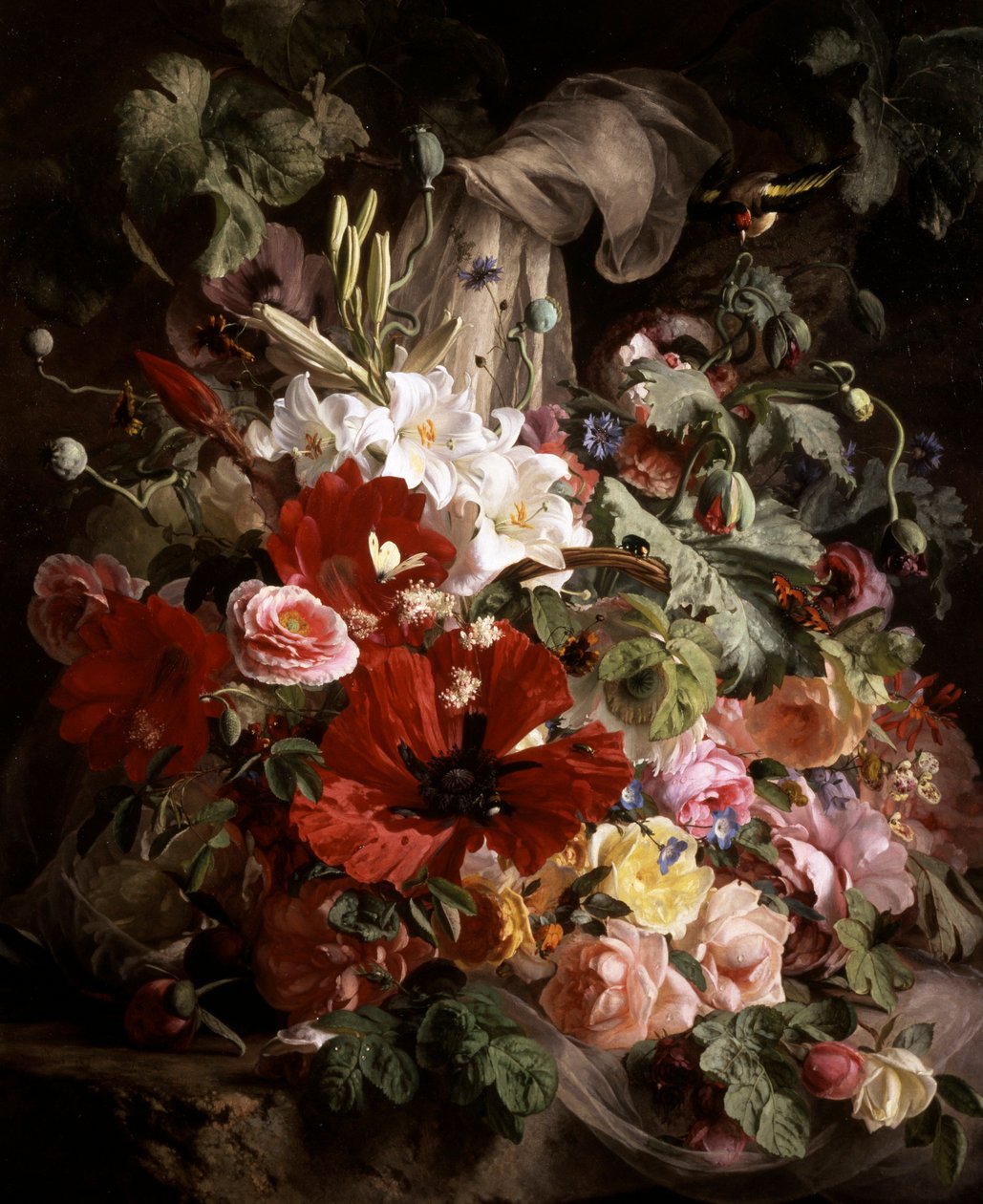 Stillleben mit Lilien, Mohnblumen und Rosen. Sammlung Privée von Theude Gronland