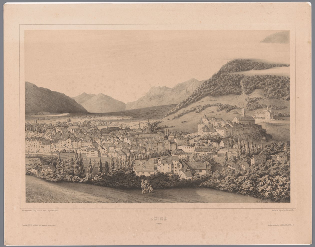 Blick auf Chur in Graubünden von Théodore Achille Louis Dumoncel