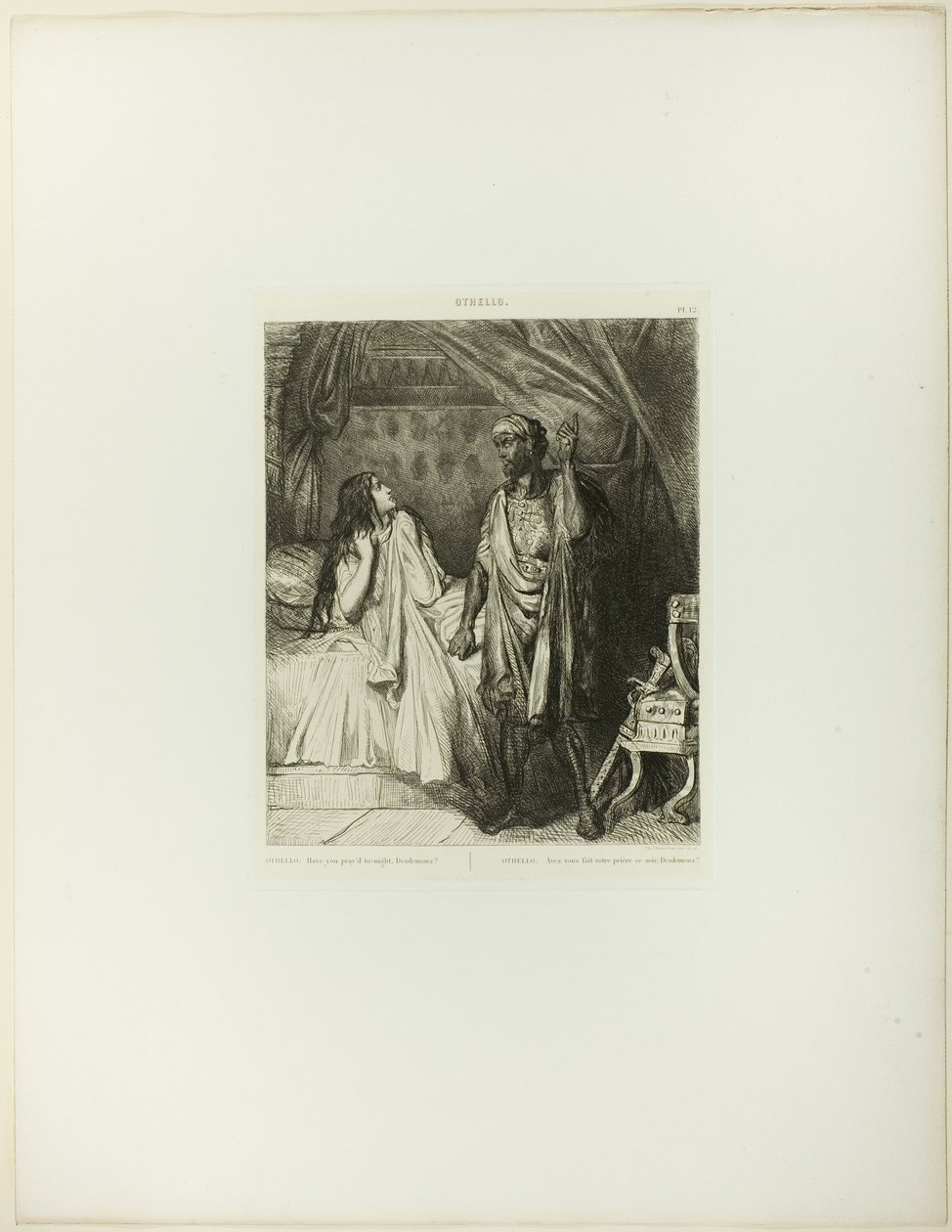 Hast du heute Nacht gebetet, Desdemona?, Platte zwölf aus Othello von Théodore Chassériau