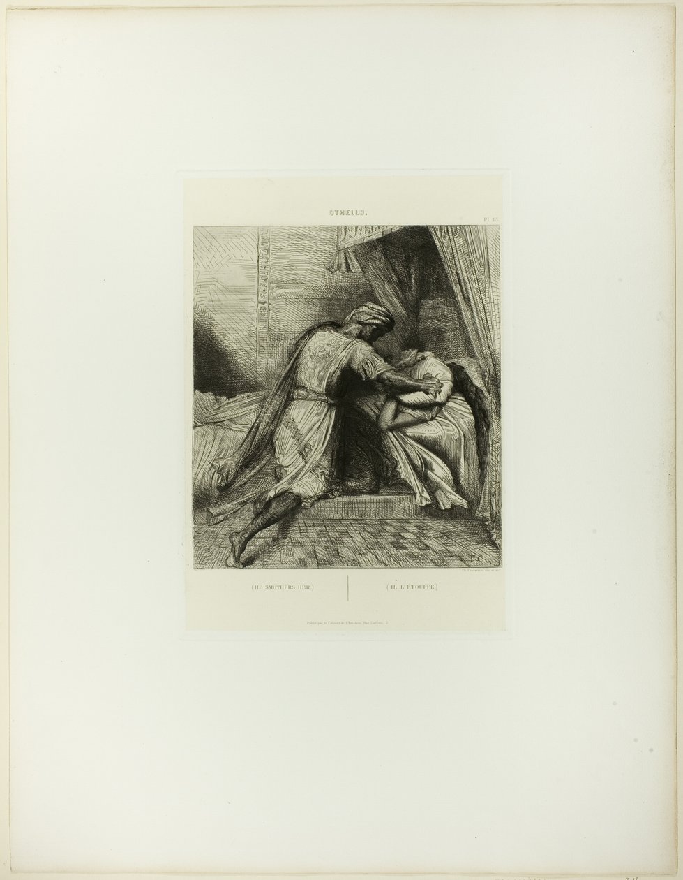 Er erstickt sie, Platte dreizehn aus Othello von Théodore Chassériau