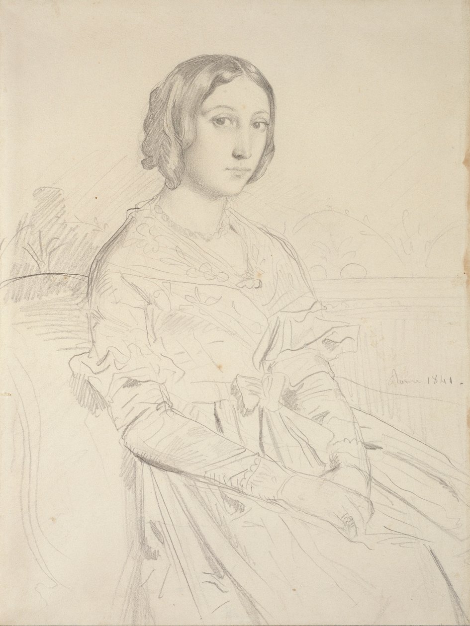 Porträt einer jungen Frau, sitzend, drei Viertel nach links, 1839-1856 von Théodore Chassériau