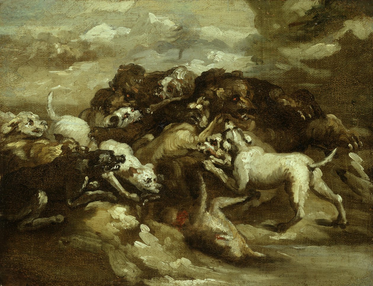 Kampf zwischen Hunden und Bären von Theodore Gericault