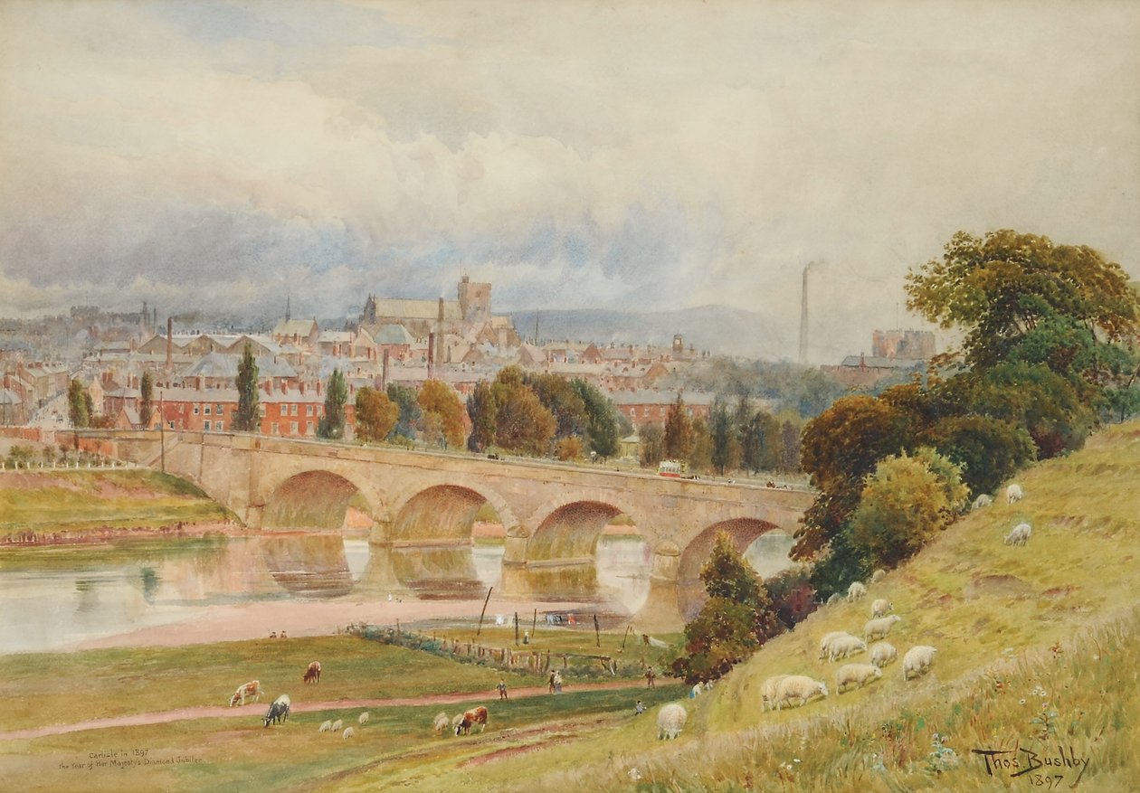Carlisle vom Rickerby Park im Jahr des Diamantjubiläums Ihrer Majestät, 1897 von Thomas Bushby