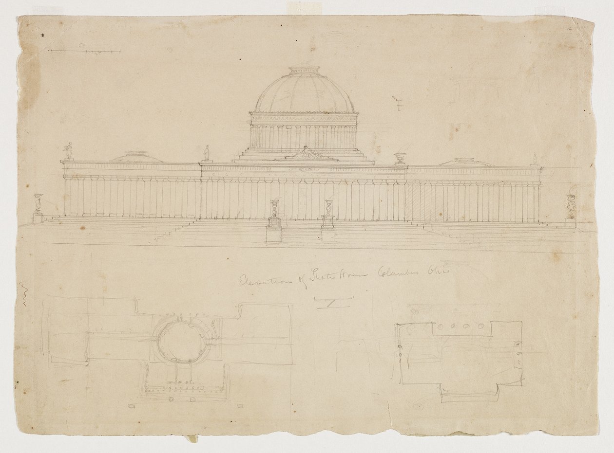 Erhebung des State House, Columbus, Ohio, um 1838 von Thomas Cole