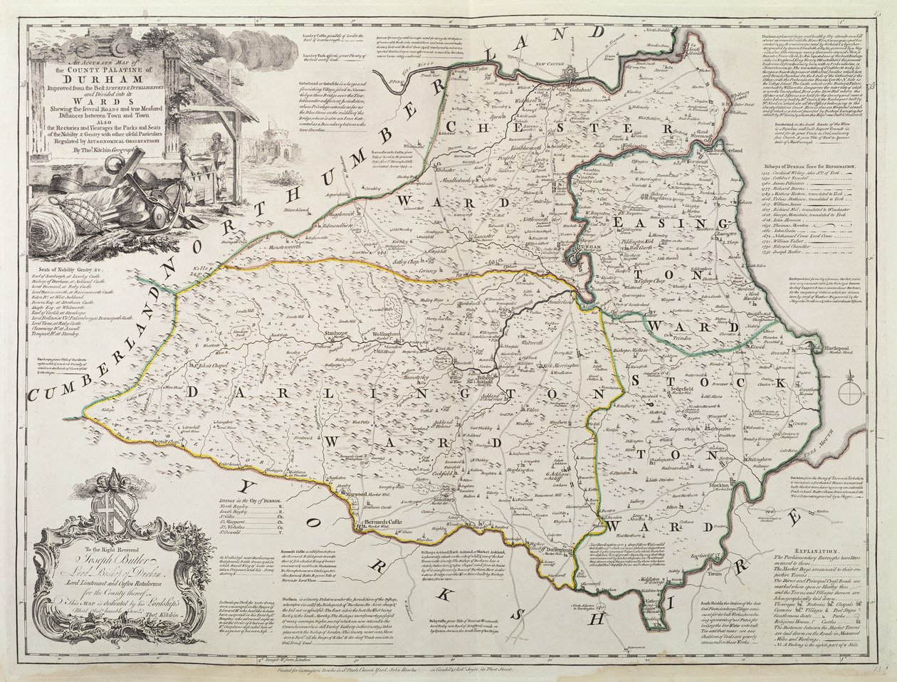 Karte von Durham, 1777 von Thomas Kitchin