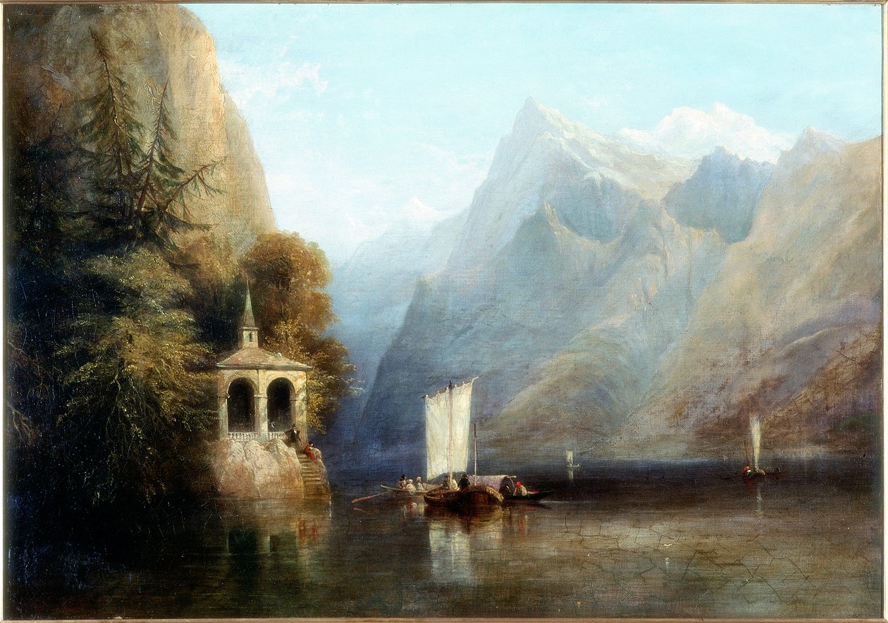 Vierwaldstättersee mit der Kapelle von Wilhelm Tell, 1844 von Thomas Miles Richardson