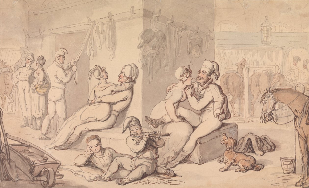 Eine Kavalleriekaserne von Thomas Rowlandson