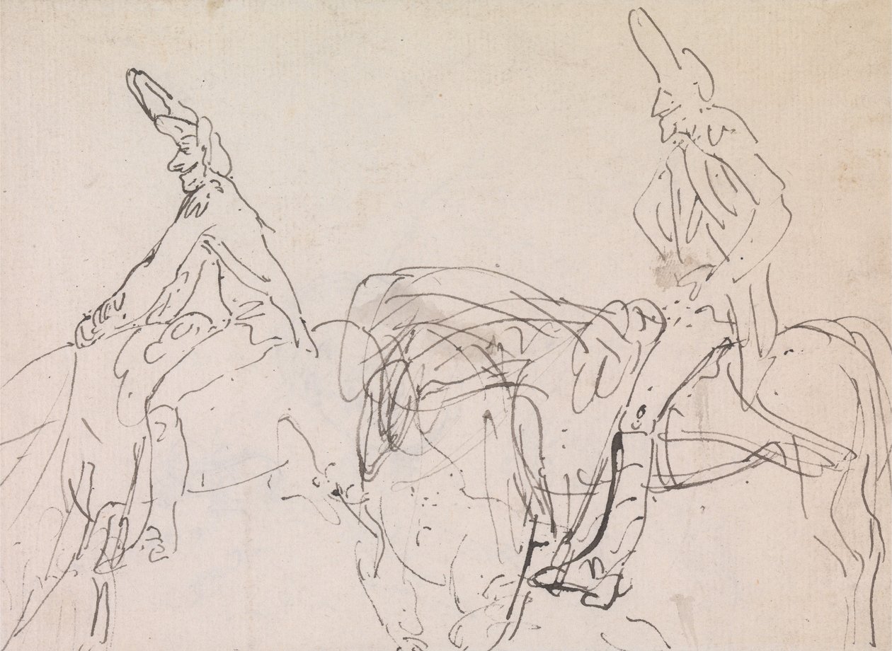 Zwei Studien eines französischen Kavalleristen von Thomas Rowlandson
