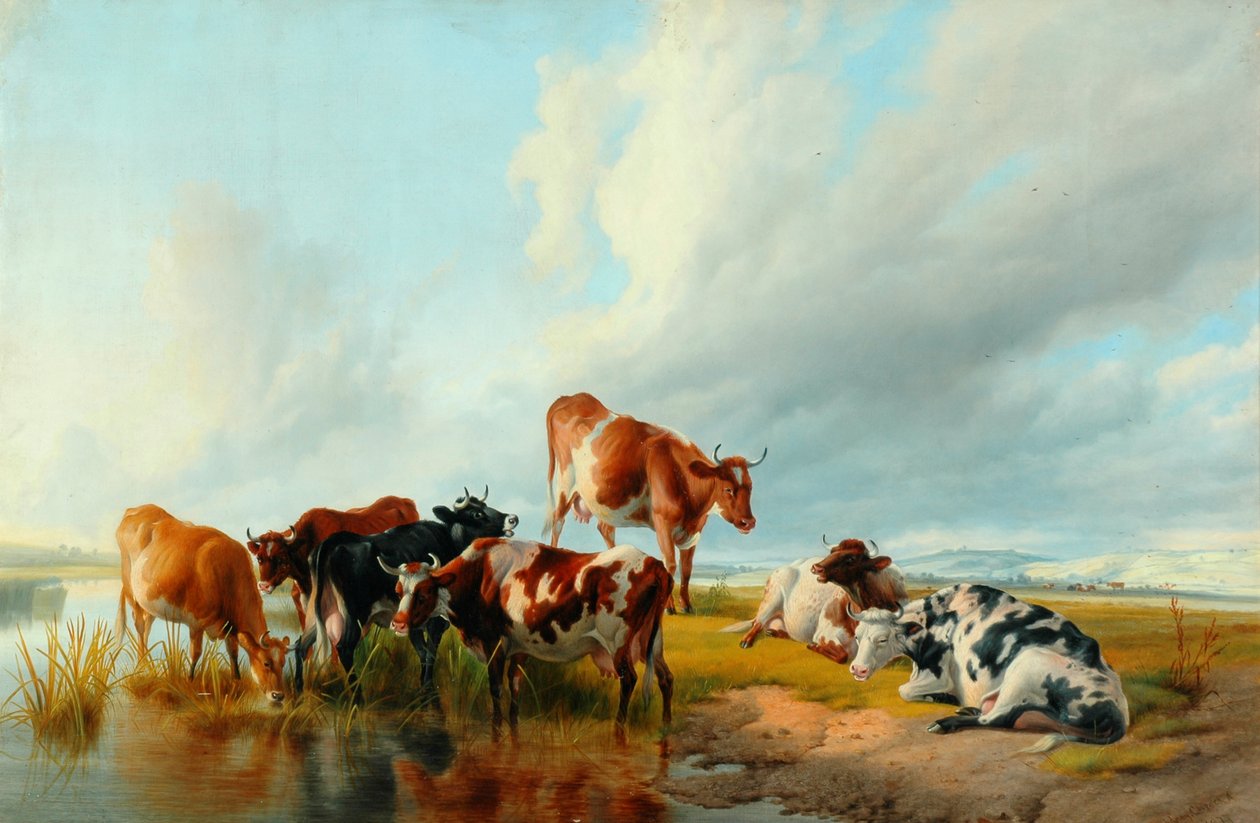 Eine Gruppe von Rindern, 1877 von Thomas Sidney Cooper