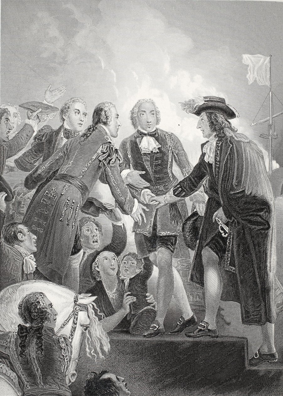 Die Landung von Wilhelm III. in Torbay, graviert von A.H. Payne von Thomas Stothard