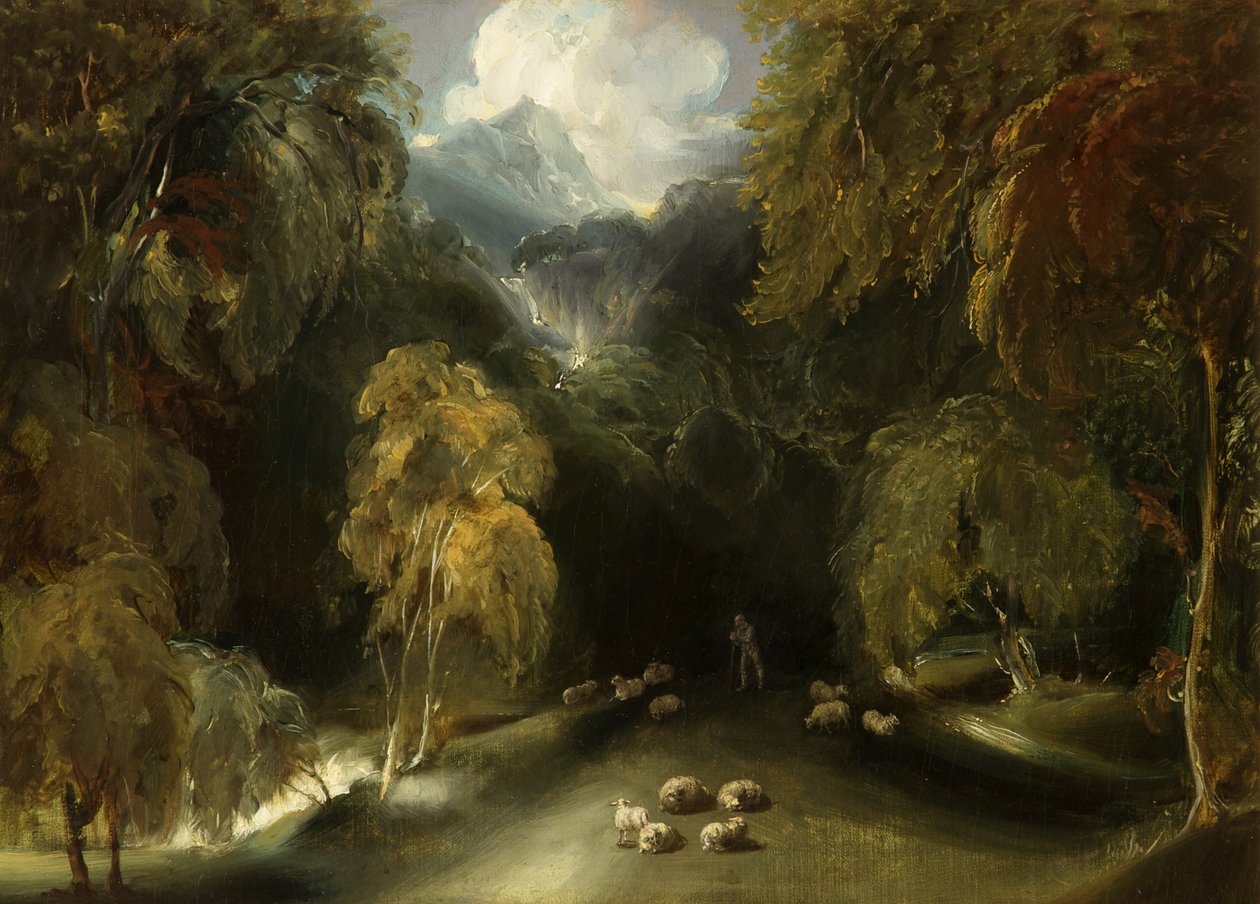 Ein Blick auf Dovedale, Blick auf Thorpe Cloud von Thomas attr. to Lawrence