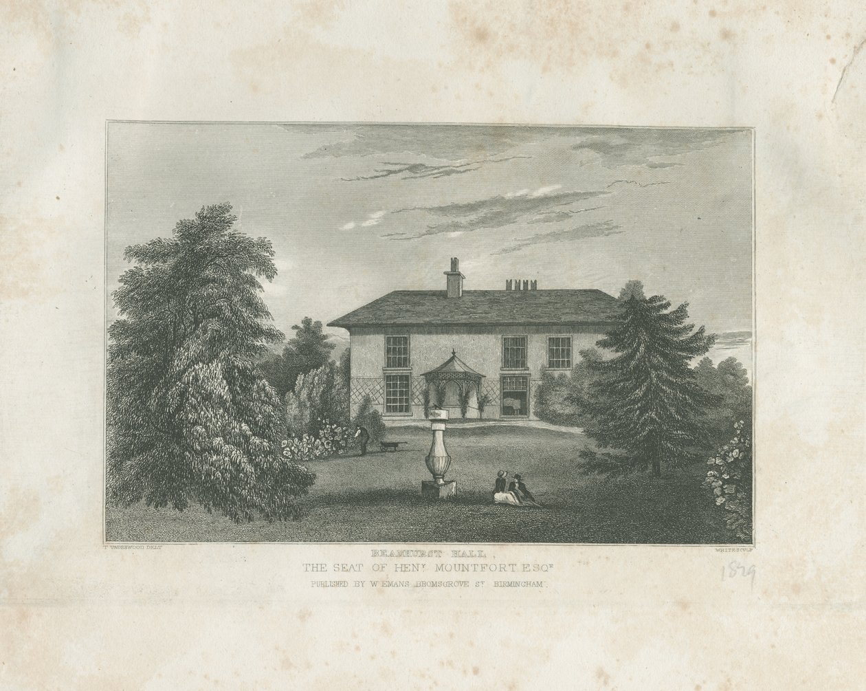 Checkley - Beauhurst Hall (Stich) von Thomas (after) Underwood