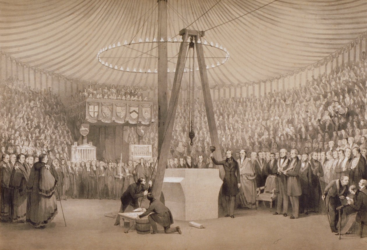 Prinz Albert legt den ersten Stein der neuen Royal Exchange, London, 17. Januar 1842 von Thomas Allom