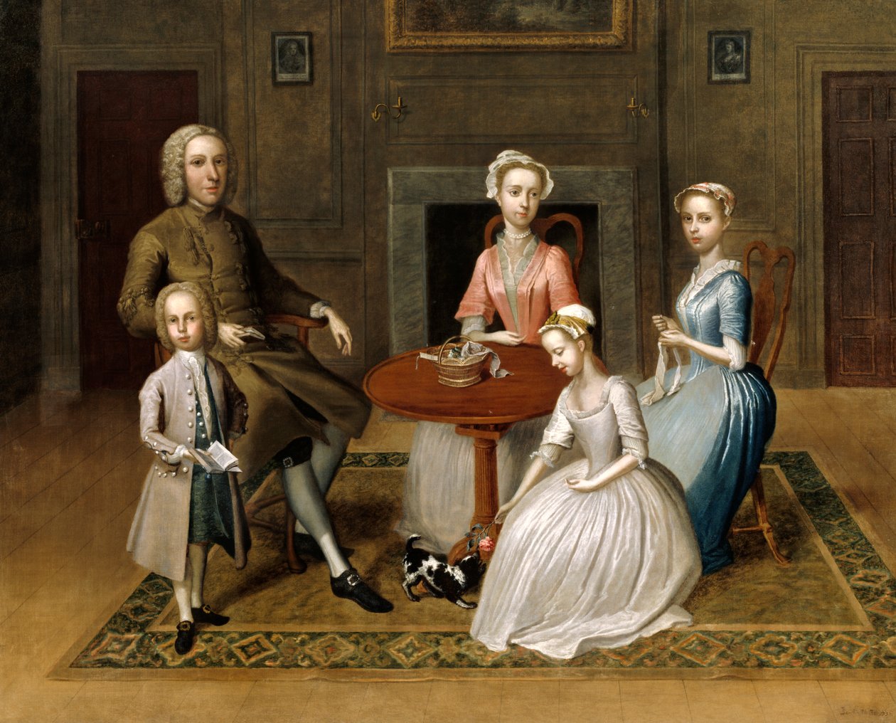 Gruppenporträt, möglicherweise der Familie Brewster, in einem häuslichen Interieur von Thomas Bardwell