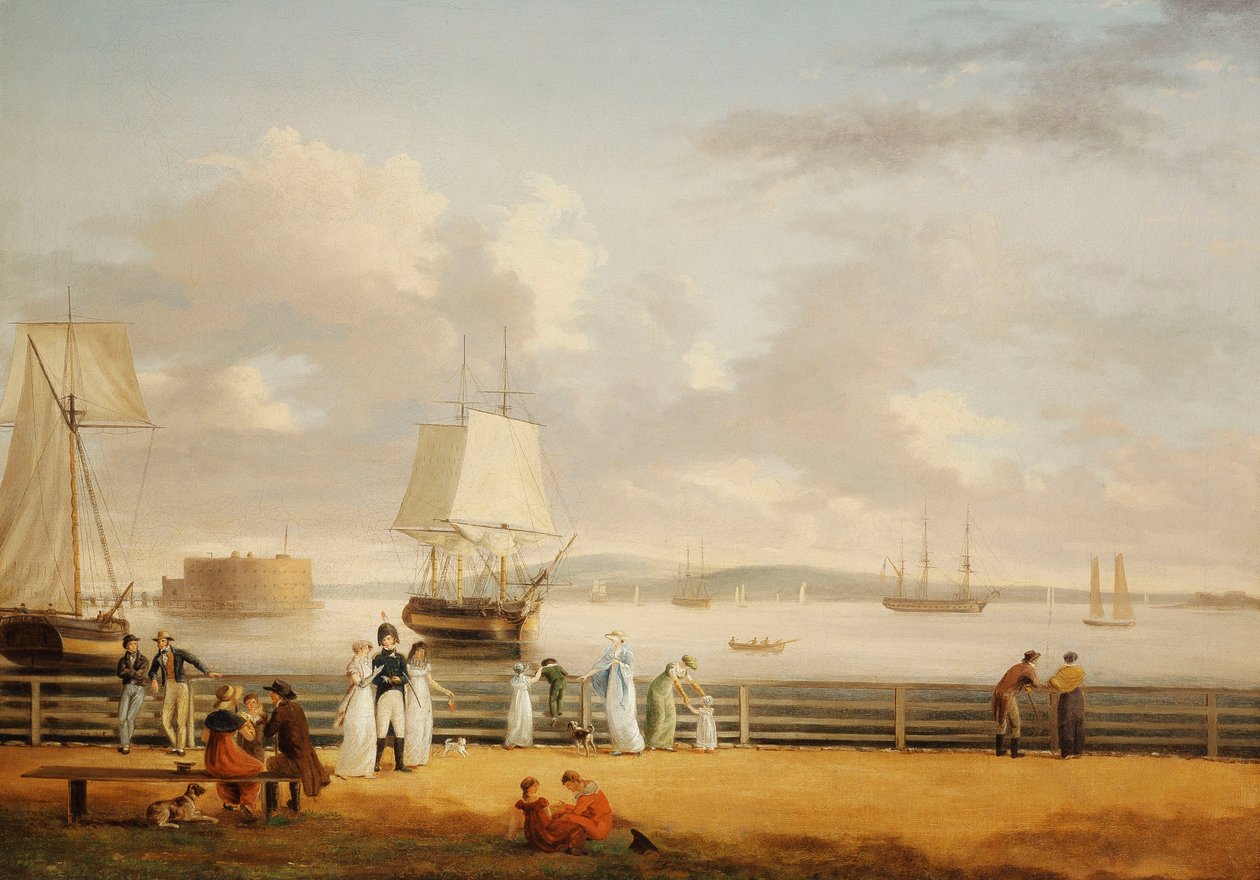 Die Batterie und der Hafen, New York, ca. 1811-1812 von Thomas Birch