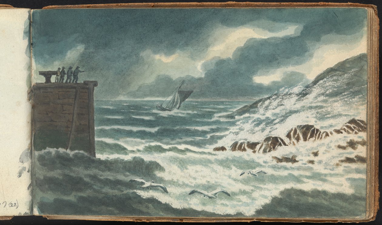 Album mit Landschafts- und Figurenstudien: Sturm auf See von Thomas Bradshaw