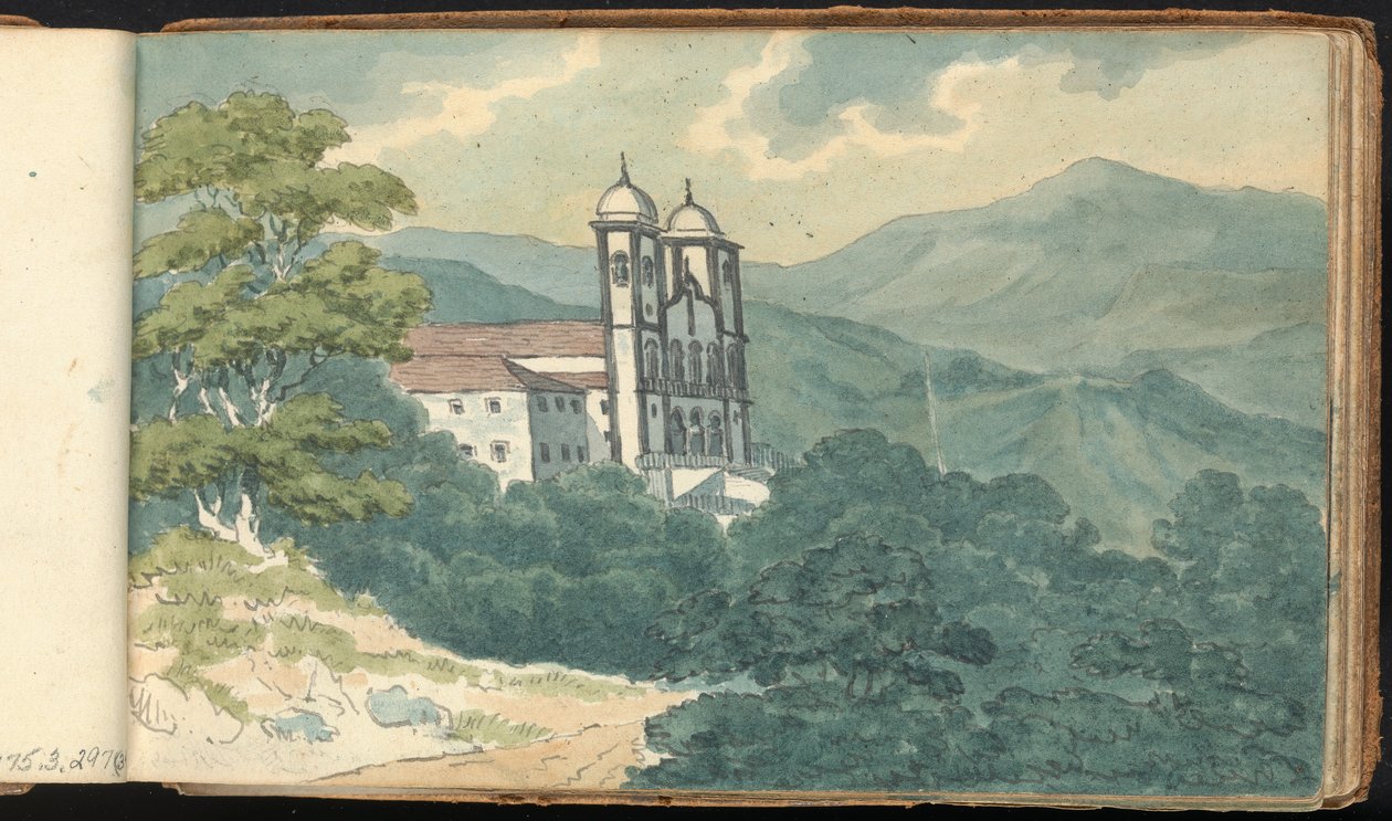 Album mit Landschafts- und Figurenstudien: Villa in den Bergen von Thomas Bradshaw