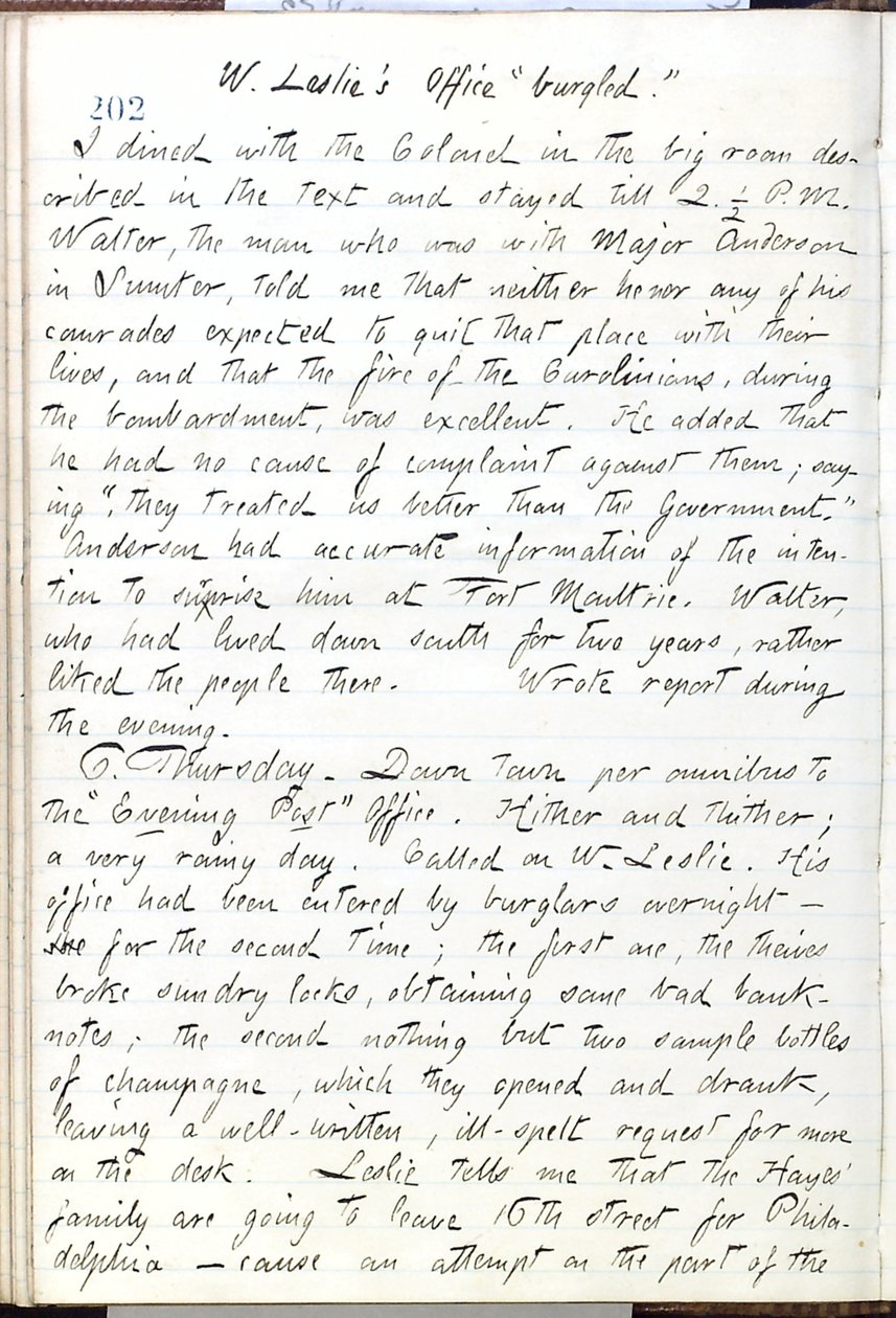 Thomas Butler Gunn Tagebücher - Band 16, Seite 224, 5. Juni 1861 von Thomas Butler Gunn