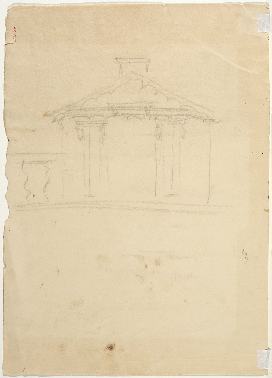 Freihandzeichnung der Ansicht des neuen Studios in Cedar Grove von Thomas Cole