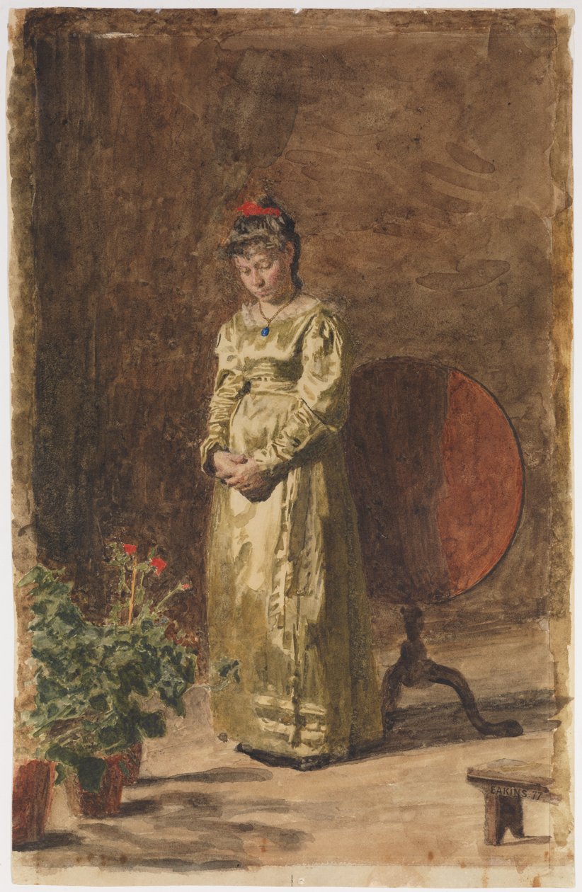 Junges Mädchen beim Nachdenken von Thomas Cowperthwait Eakins