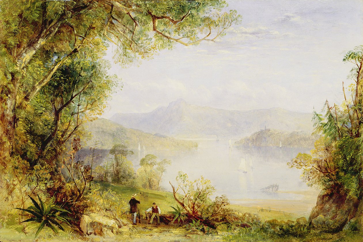 Ansicht am Hudson River, ca. 1840-45 von Thomas Creswick