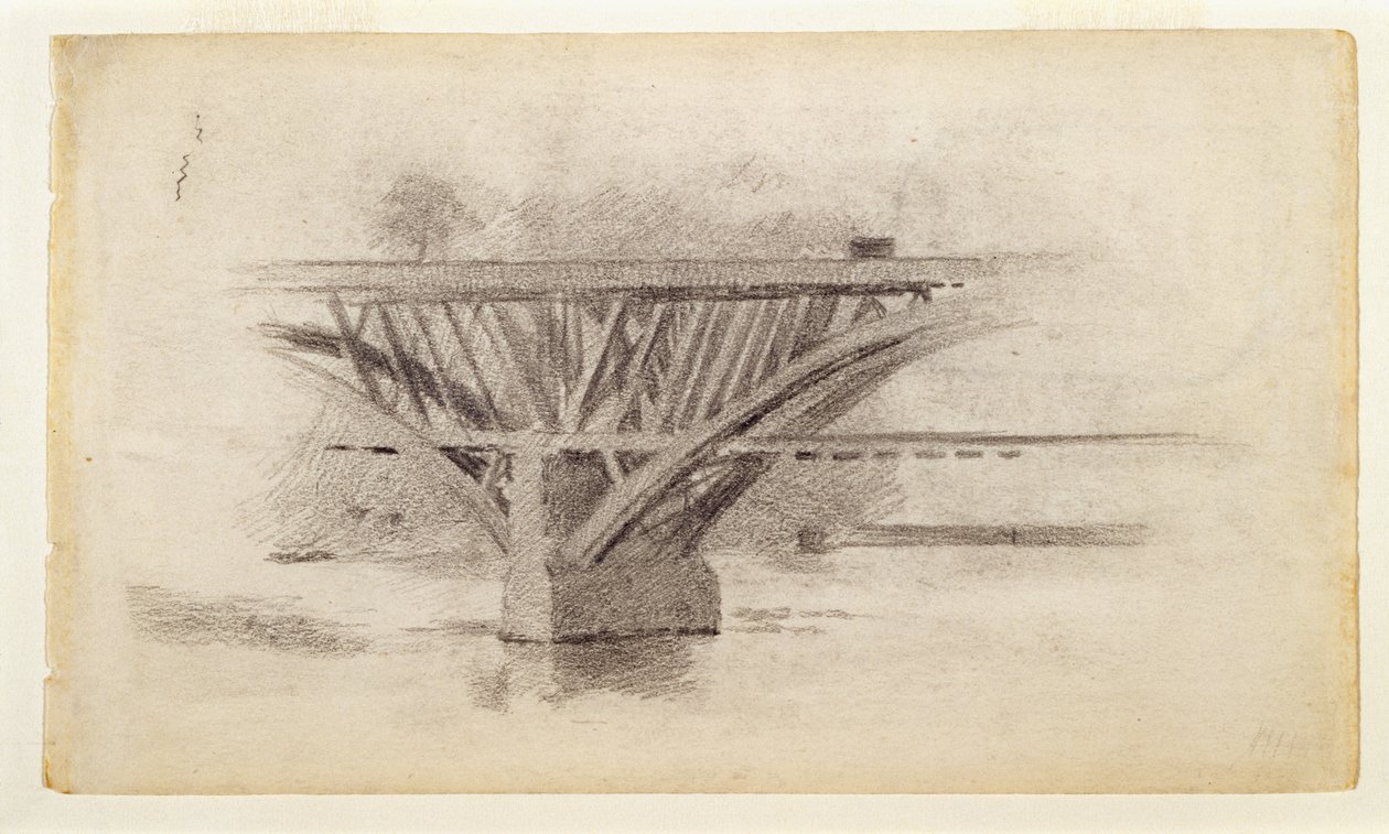 Zeichnung der Girard Avenue Bridge/Verso Skizze eines Ruders von Thomas Eakins