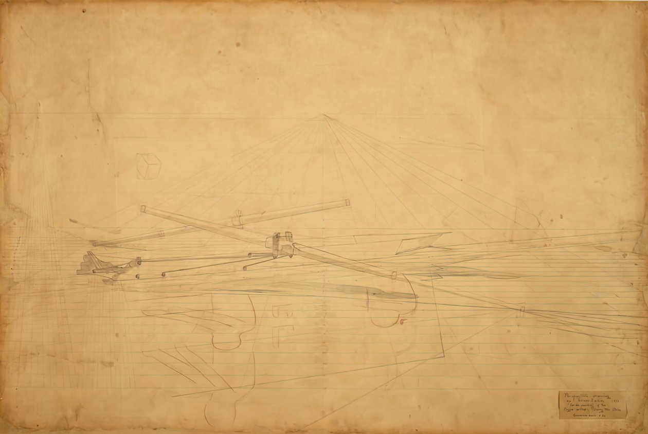 Perspektivische Zeichnung für Die Biglin-Brüder drehen den Pfahl, ca. 1873 von Thomas Eakins