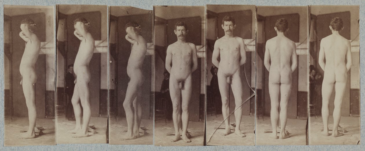 Fotografien eines stehenden männlichen Aktmodells Joseph Smith, um 1883 von Thomas Eakins