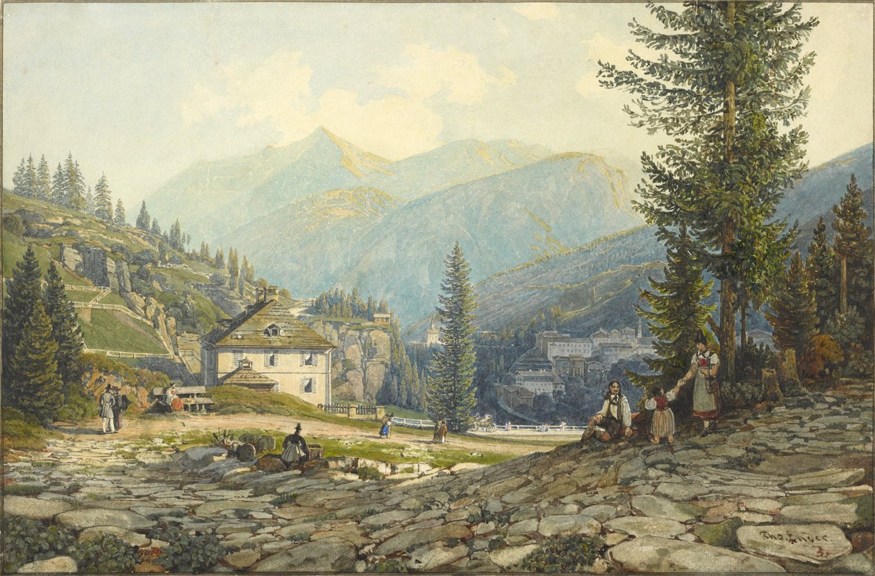 Ansicht der Residenz von Erzherzog Johann in den Gasteiner Thermen von Thomas Ender
