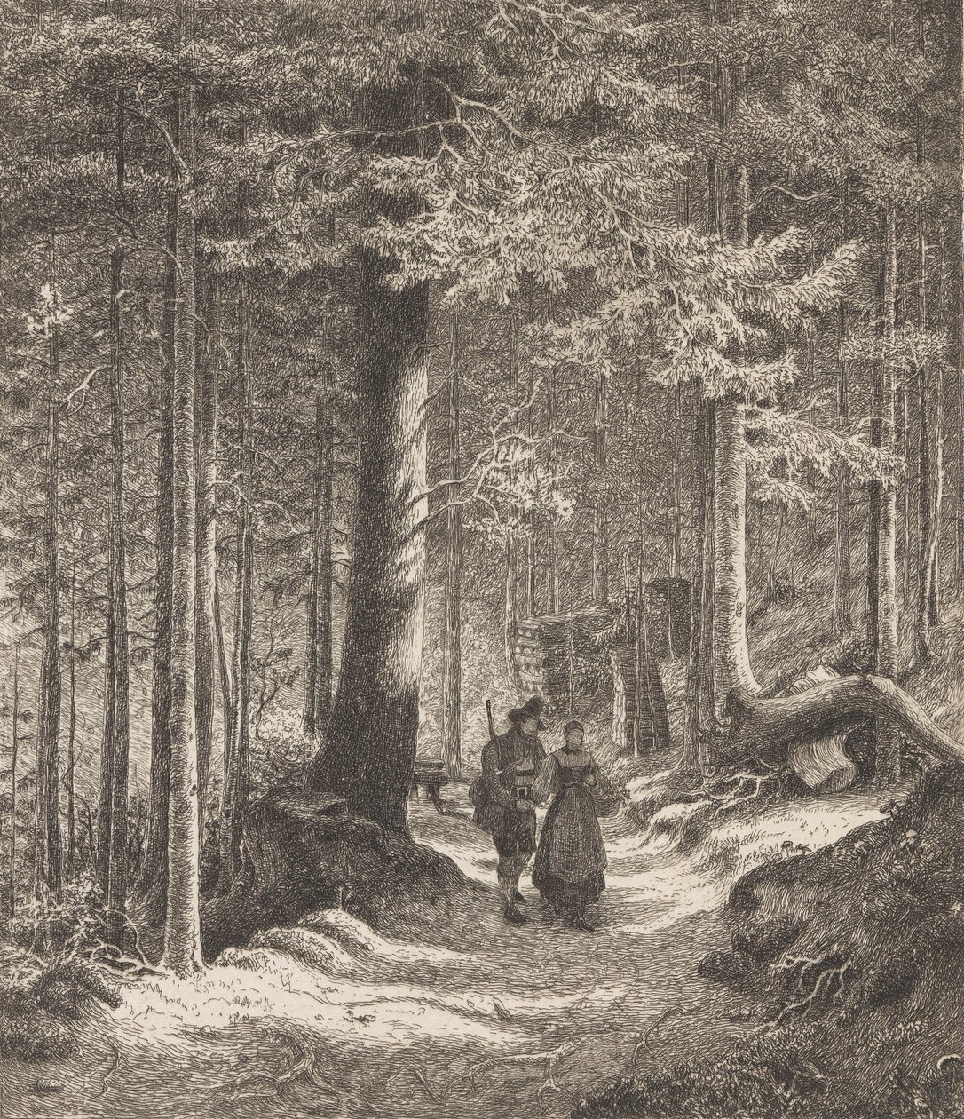 Waldinterieur mit zwei Figuren von Thomas Fearnley