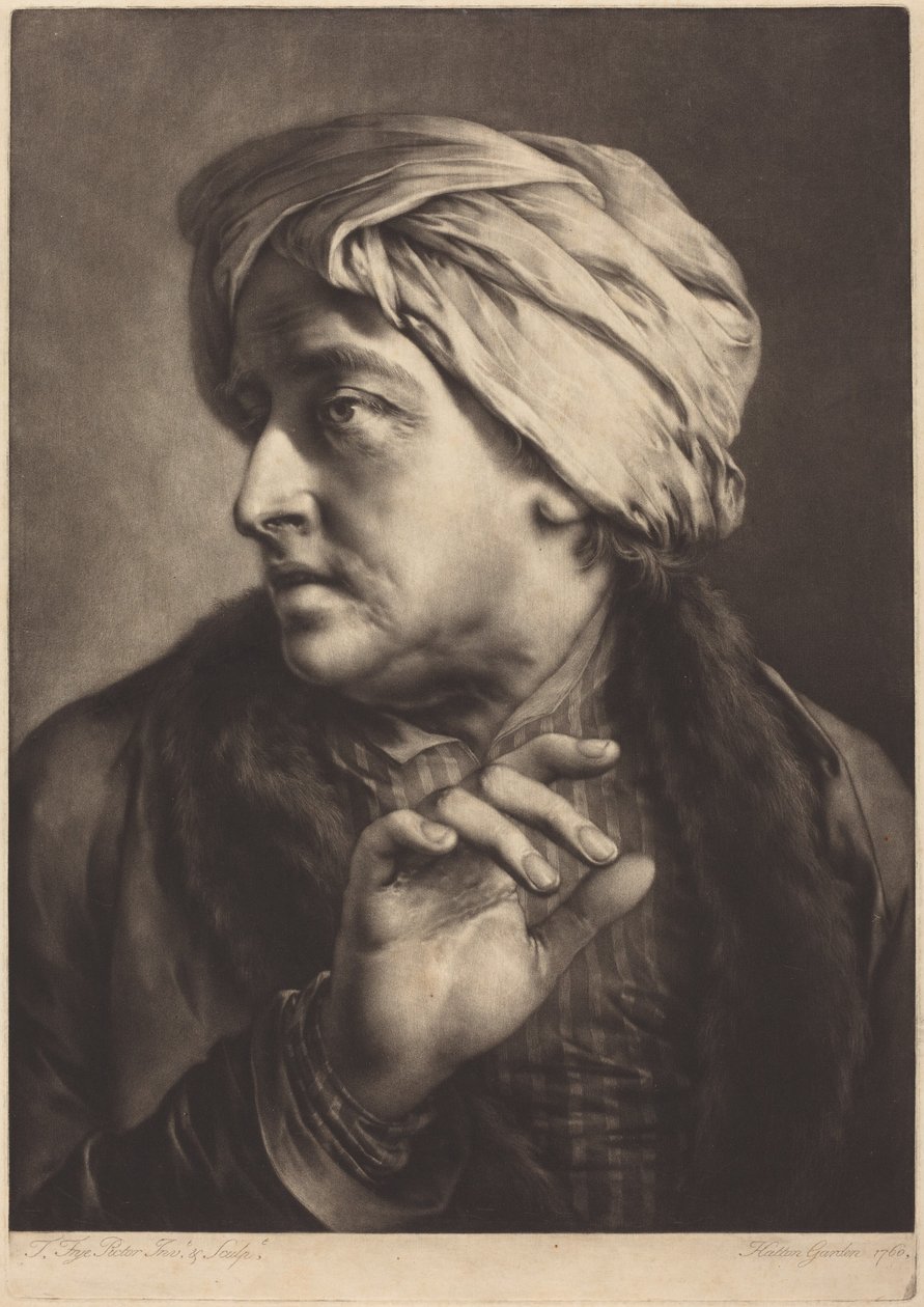 Ein Mann mit Turban und gestreiftem Hemd von Thomas Frye