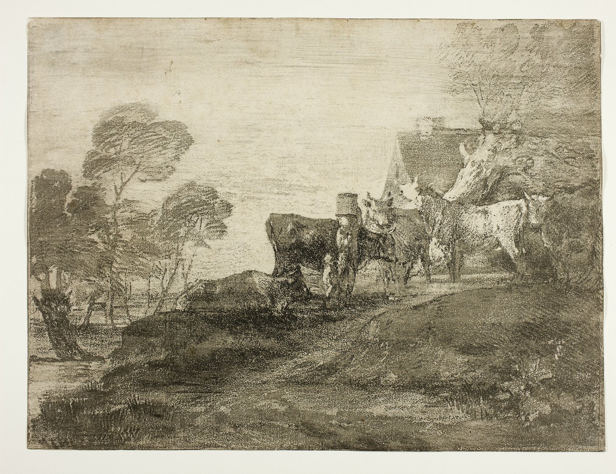 Landschaft mit Vieh bei einem Cottage von Thomas Gainsborough
