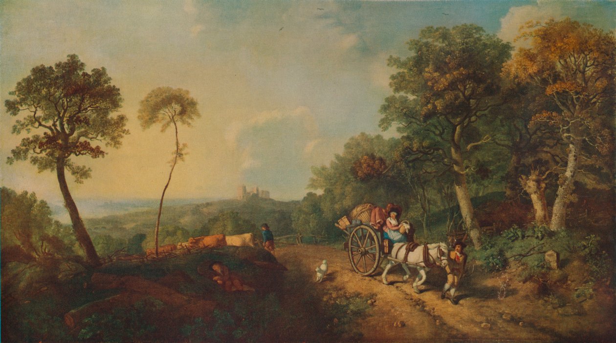 Landschaft mit Marktwagen, 18. Jahrhundert, 1935 von Thomas Gainsborough