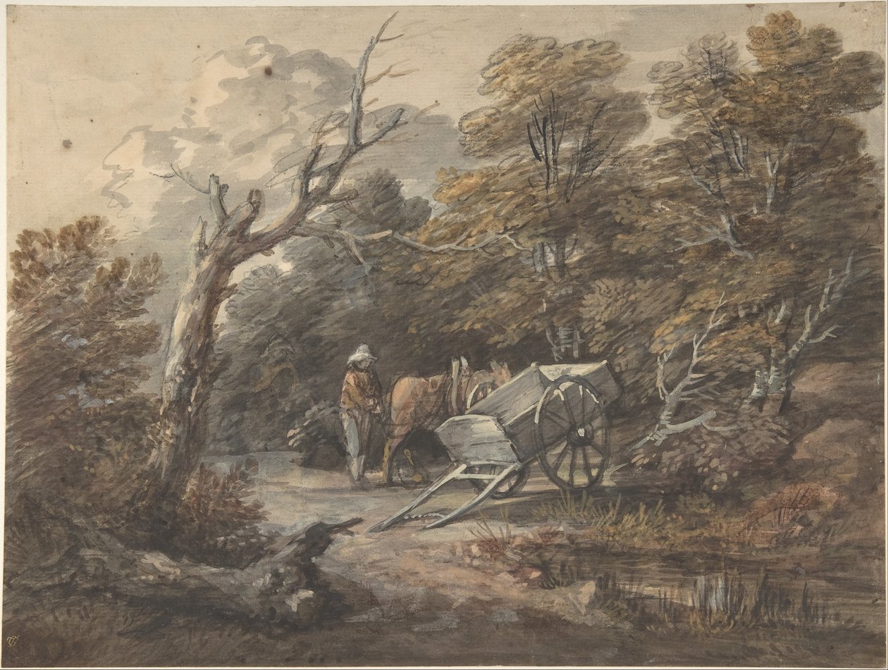 Waldlandschaft mit einem Bauern, einem Pferd und einem Karren von Thomas Gainsborough