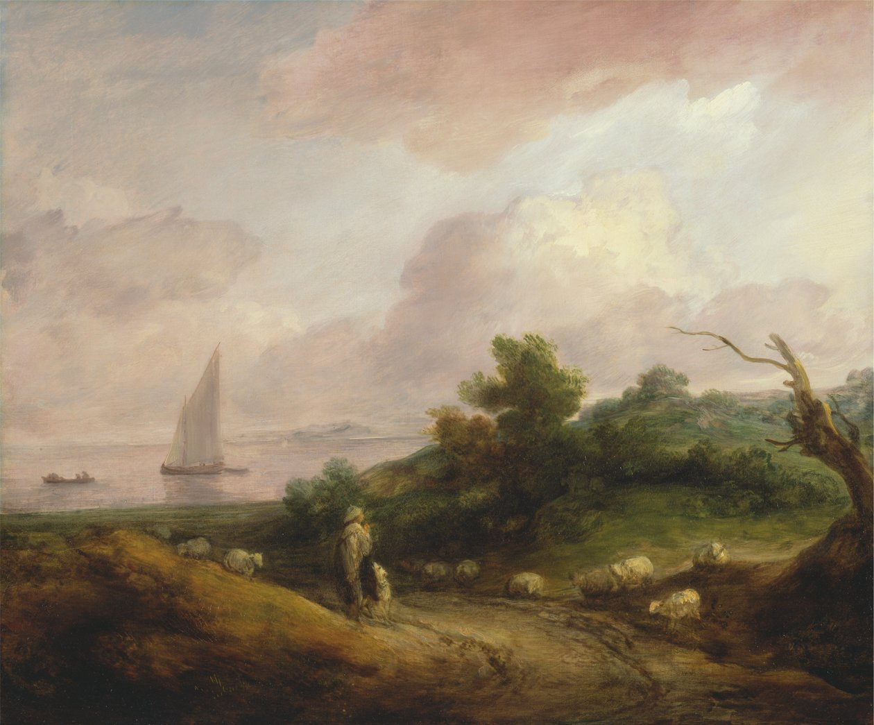 Küstenlandschaft mit einem Schäfer und seiner Herde von Thomas Gainsborough RA