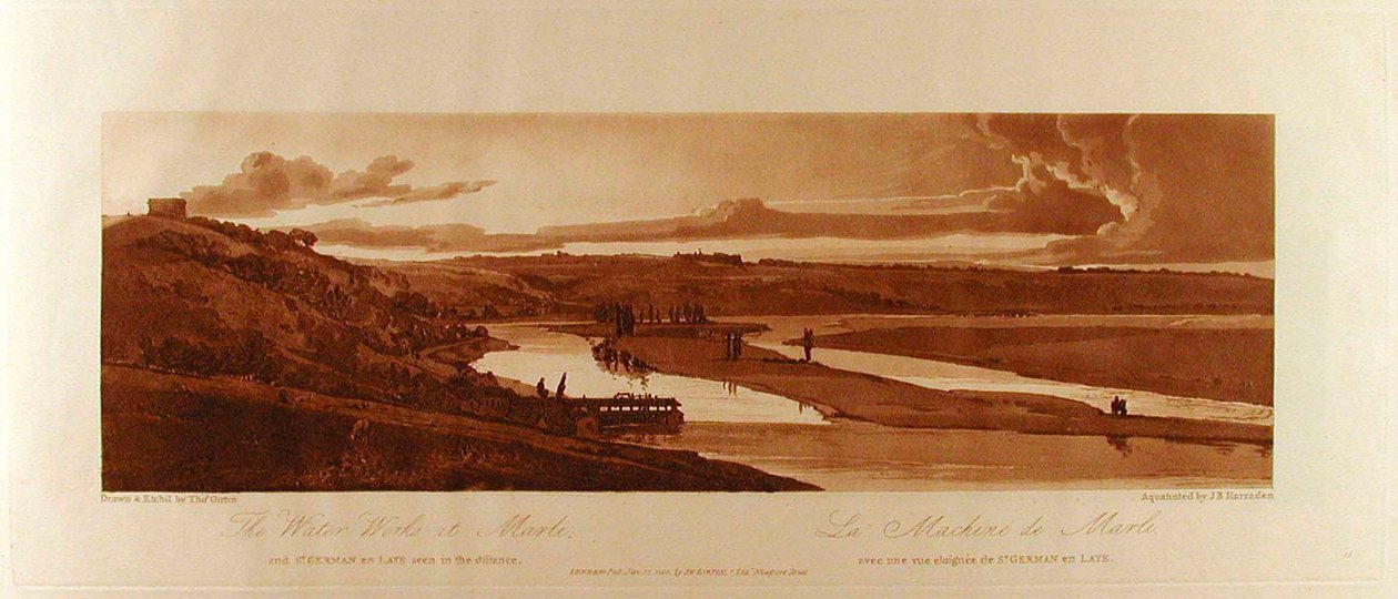 Die Wasserwerke von Marli und St. Germain en Laye in der Ferne von Thomas Girtin