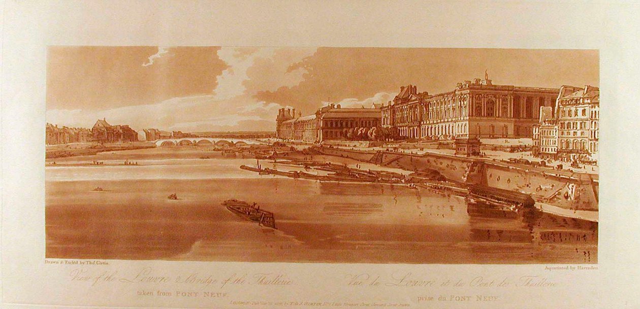 Ansicht des Louvre und der Brücke der Thuilleries vom Pont-Neuf aus von Thomas Girtin