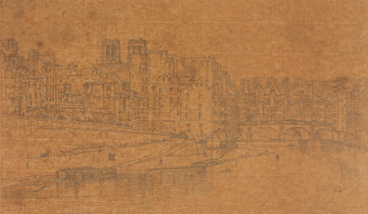 Ansicht der Pont St. Michel, vom Pont Neuf aus gesehen, 1803 (Studie für Platte 4 aus Ansichten in Paris) von Thomas Girtin