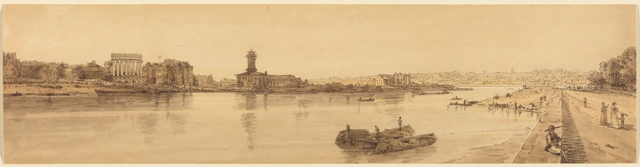 Blick auf das Dorf Chaillot von der Pont de la Concorde: Tafel 17 von Thomas Girtin