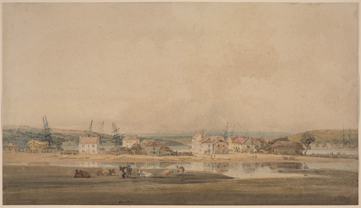 Dorf an einer Flussmündung in Devon von Thomas Girtin
