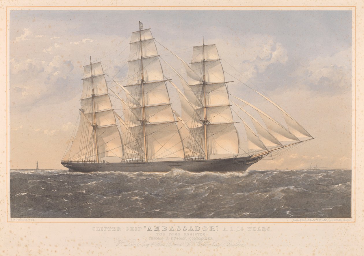 Clipper-Schiff Ambassador, A.1. 16 Jahre... William Lund Esquire & andere (Eigentümer) William Walker Esquire (Erbauer) von Thomas Goldsworth Dutton