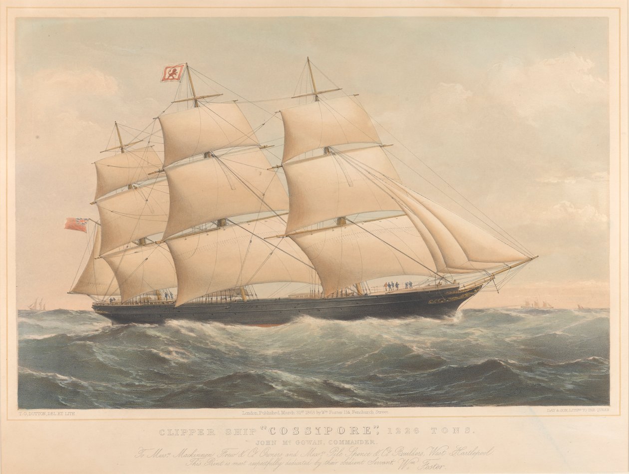 Klipperschiff Cossipore 1226 Tonnen von Thomas Goldsworth Dutton